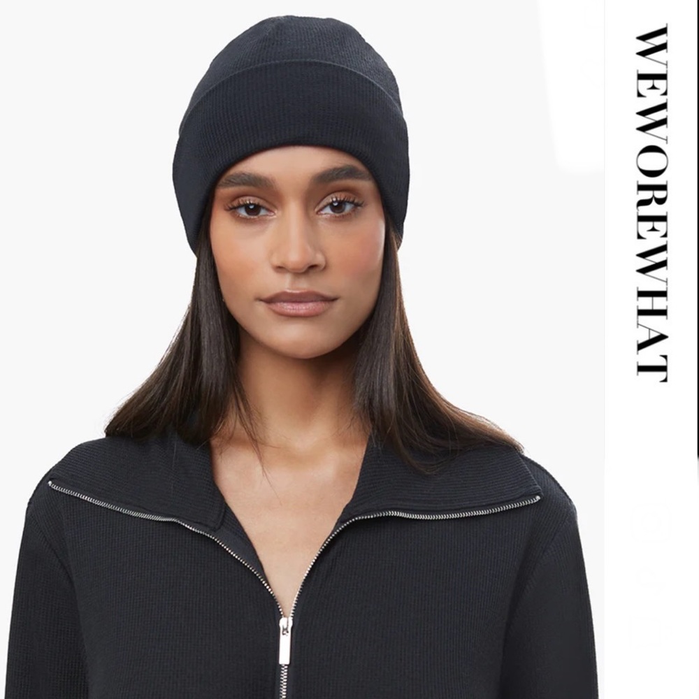 WeWoreWhat - Waffle Beanie Hat - Black